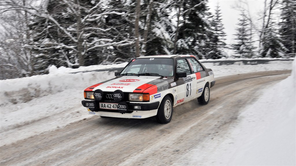 Start nr. 80, Toni Hansen og Per Brodersen i sneen i RMCH 2018
(Foto: Viggo Johansen, Rallypics.dk)